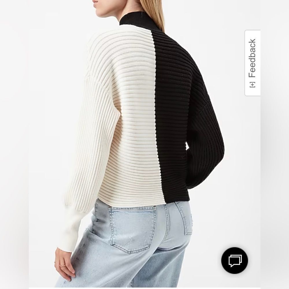 Express Color Block Wrap Front Mock Neck Crop Swe… - image 4